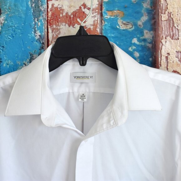 Men's Yorkshire VI Dress Shirt Long Sleeve Button Up SIZE 16 White - Picture 3 of 12